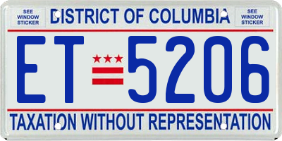 DC license plate ET5206