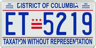 DC license plate ET5219