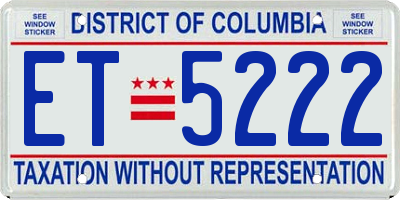 DC license plate ET5222