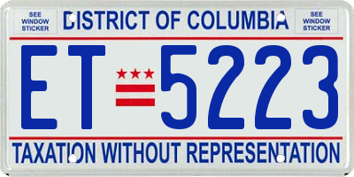 DC license plate ET5223