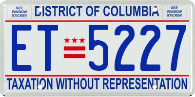 DC license plate ET5227