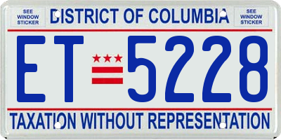DC license plate ET5228