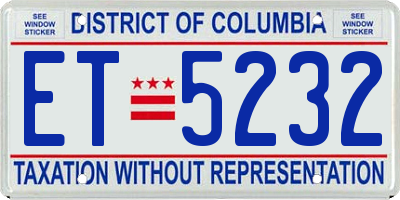 DC license plate ET5232