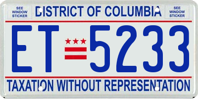 DC license plate ET5233