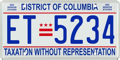 DC license plate ET5234