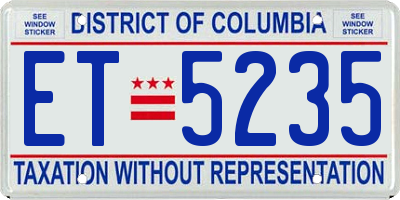 DC license plate ET5235