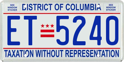 DC license plate ET5240