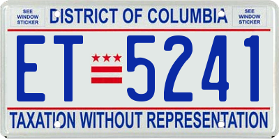 DC license plate ET5241