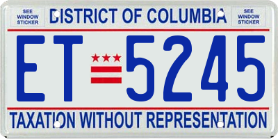 DC license plate ET5245