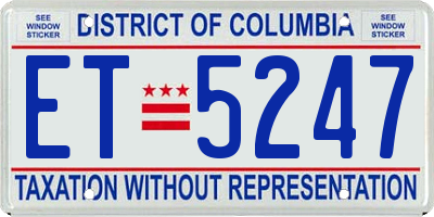 DC license plate ET5247