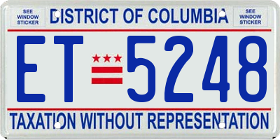 DC license plate ET5248