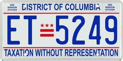 DC license plate ET5249