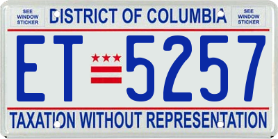 DC license plate ET5257