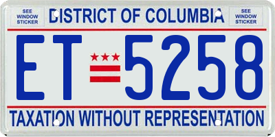 DC license plate ET5258