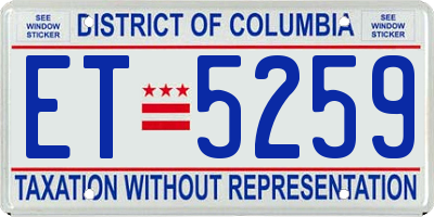 DC license plate ET5259