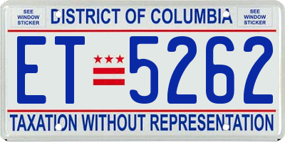 DC license plate ET5262
