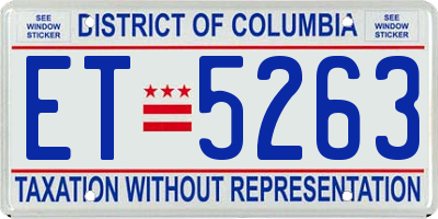 DC license plate ET5263