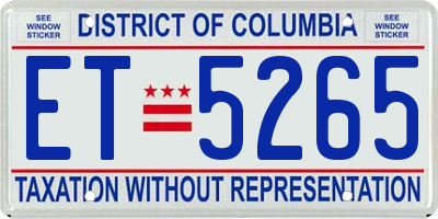 DC license plate ET5265