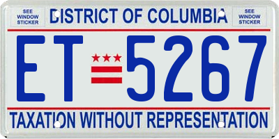 DC license plate ET5267