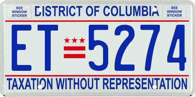 DC license plate ET5274