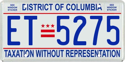 DC license plate ET5275