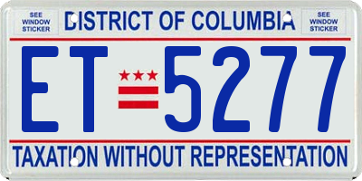 DC license plate ET5277