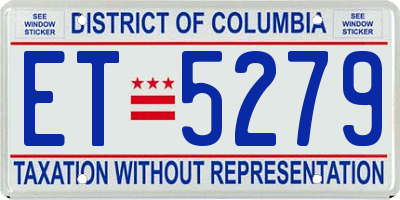 DC license plate ET5279