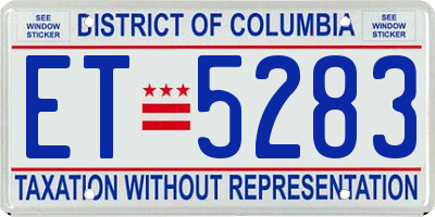 DC license plate ET5283