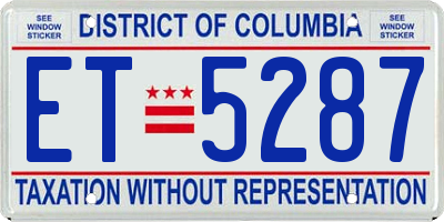 DC license plate ET5287