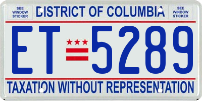 DC license plate ET5289