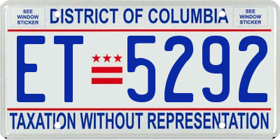 DC license plate ET5292