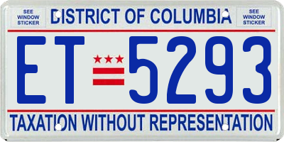 DC license plate ET5293