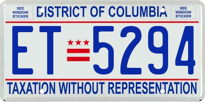 DC license plate ET5294