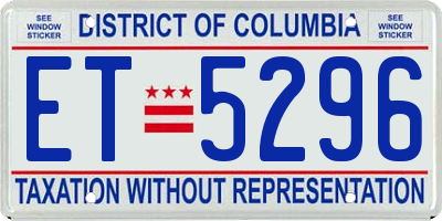 DC license plate ET5296