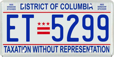 DC license plate ET5299