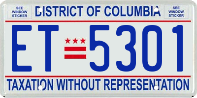 DC license plate ET5301