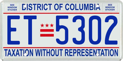 DC license plate ET5302