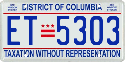 DC license plate ET5303