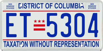 DC license plate ET5304