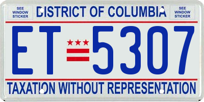 DC license plate ET5307