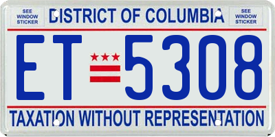 DC license plate ET5308