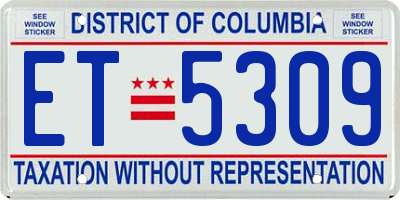 DC license plate ET5309