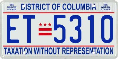 DC license plate ET5310