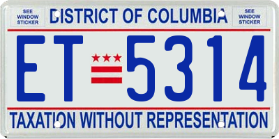 DC license plate ET5314