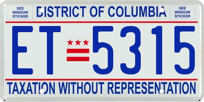 DC license plate ET5315