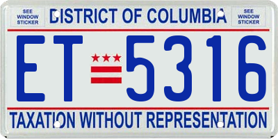 DC license plate ET5316