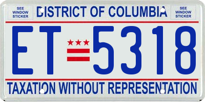 DC license plate ET5318