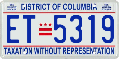 DC license plate ET5319