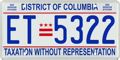 DC license plate ET5322