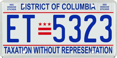 DC license plate ET5323